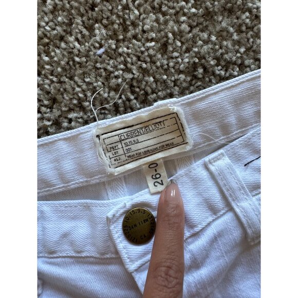Current Elliott Shorts White Denim Size 26 The Boyfriend Rolled Short Oversized - Picture 3 of 8